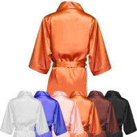 Атласный халат с именем для фитнес-бикини (оранжевый)